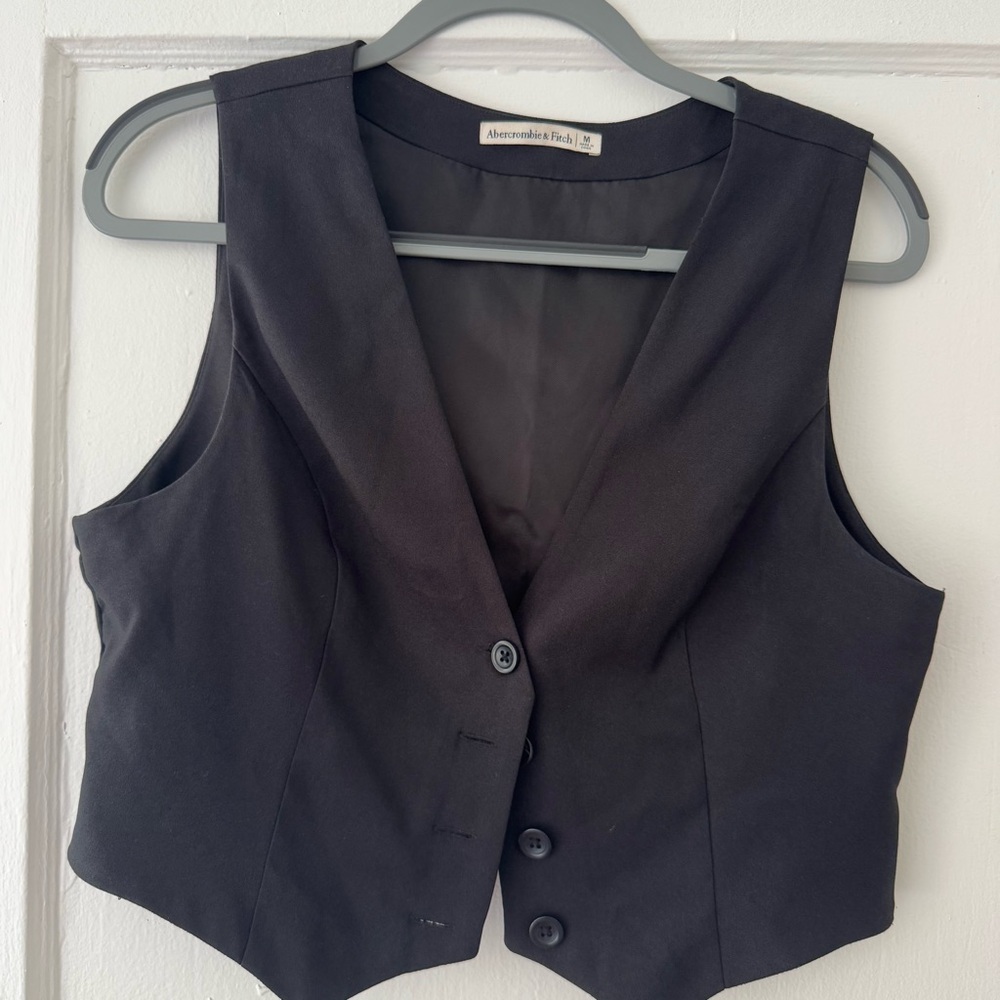 Abercrombie & Fitch Black Buttoned Vest